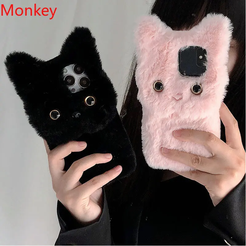 3D Cute Plush Cat Case For OPP - Realme C67 评论和价格
