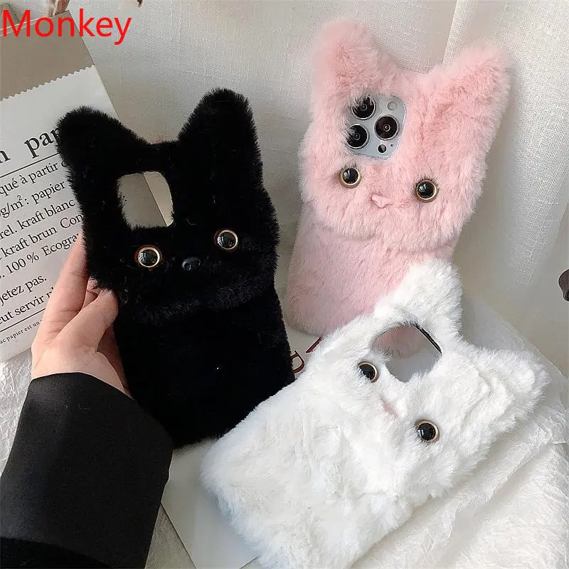 3D Cute Plush Cat Case For OPP - Realme C67 评论和价格